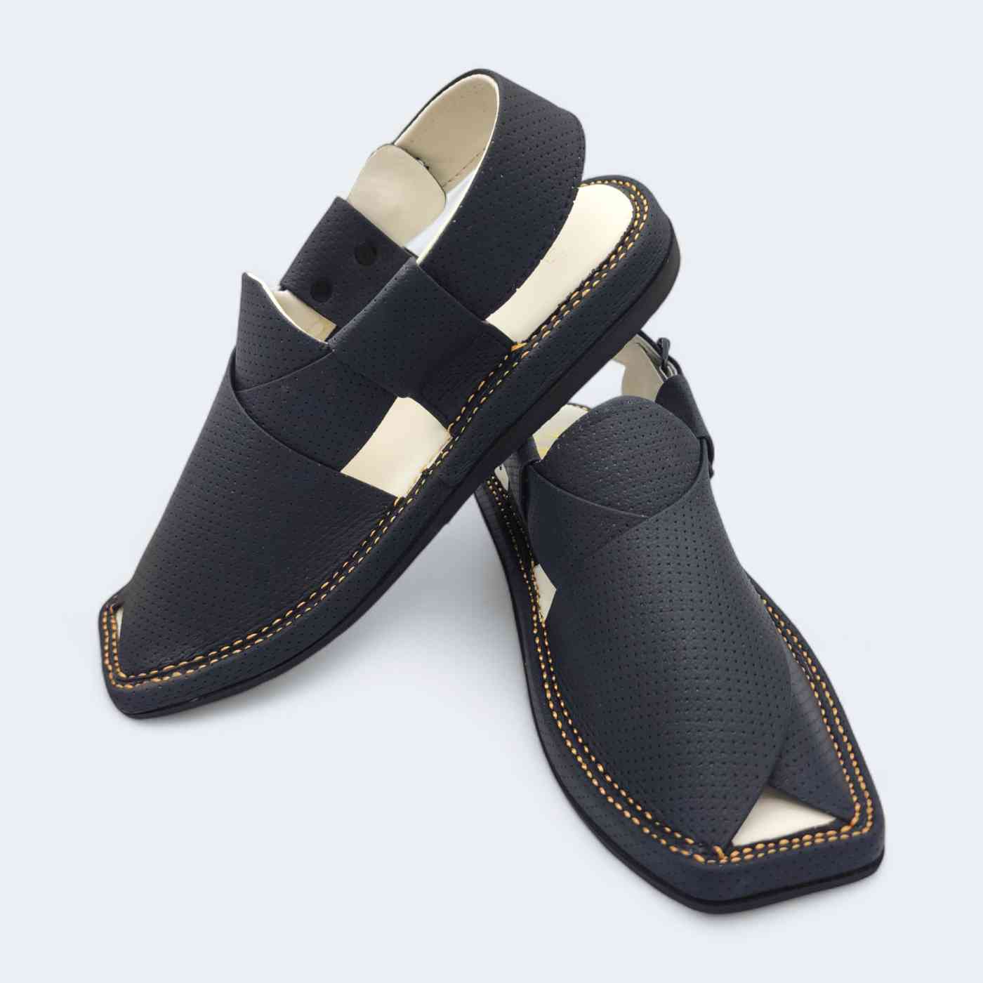 Kaptan Medicated Chappal Dotted Black by Addura Star