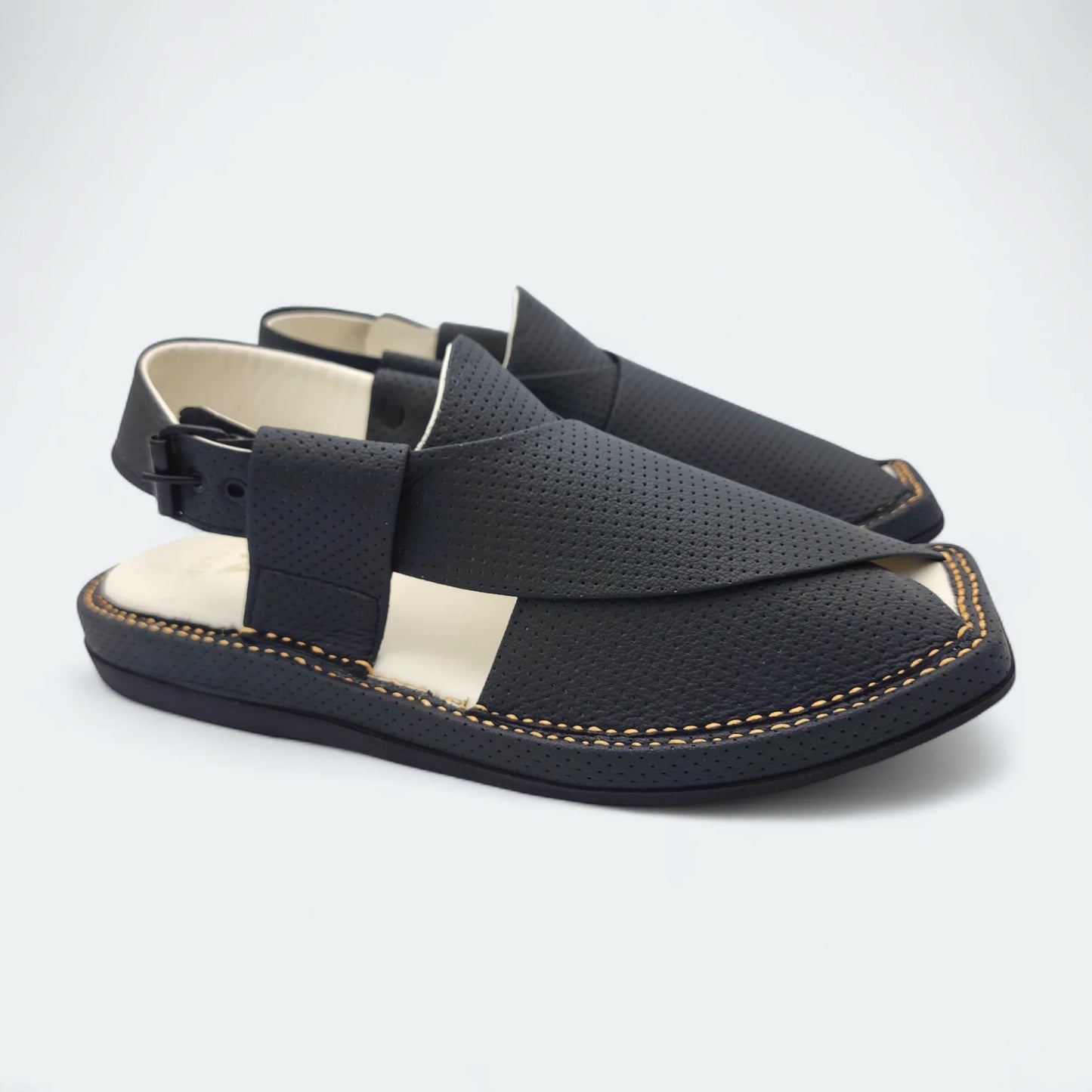 Kaptan Medicated Chappal Dotted Black by Addura Star