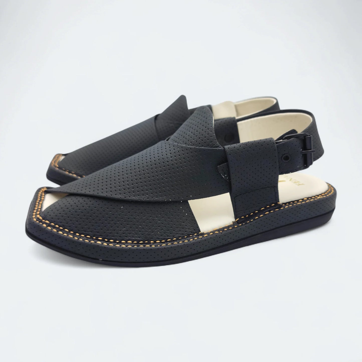 Kaptan Medicated Chappal Dotted Black by Addura Star