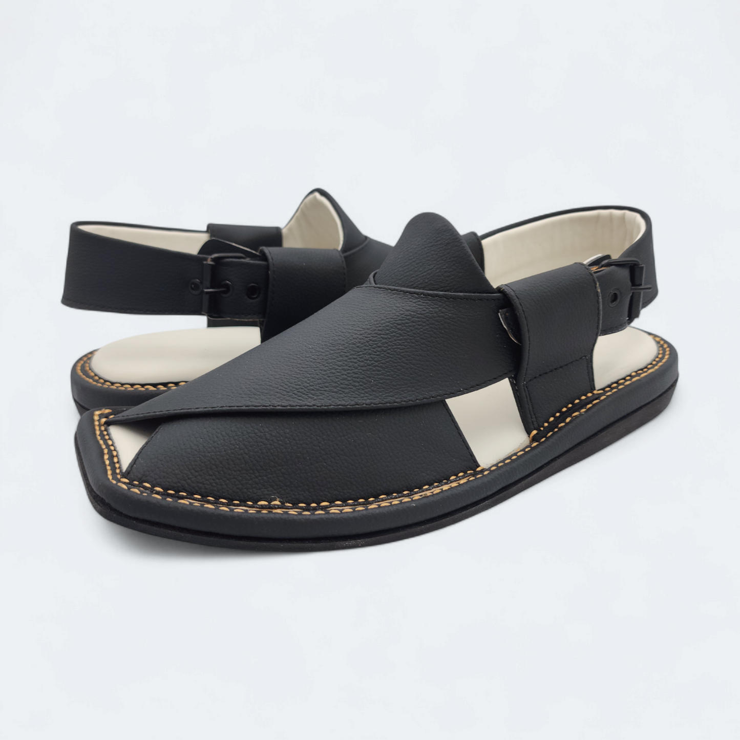 Single Sole Kaptan Medicated Chappal Black by Addura Star