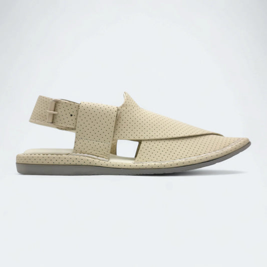 Single Sole Kaptan Medicated Chappal Dotted Cream by Addura Star