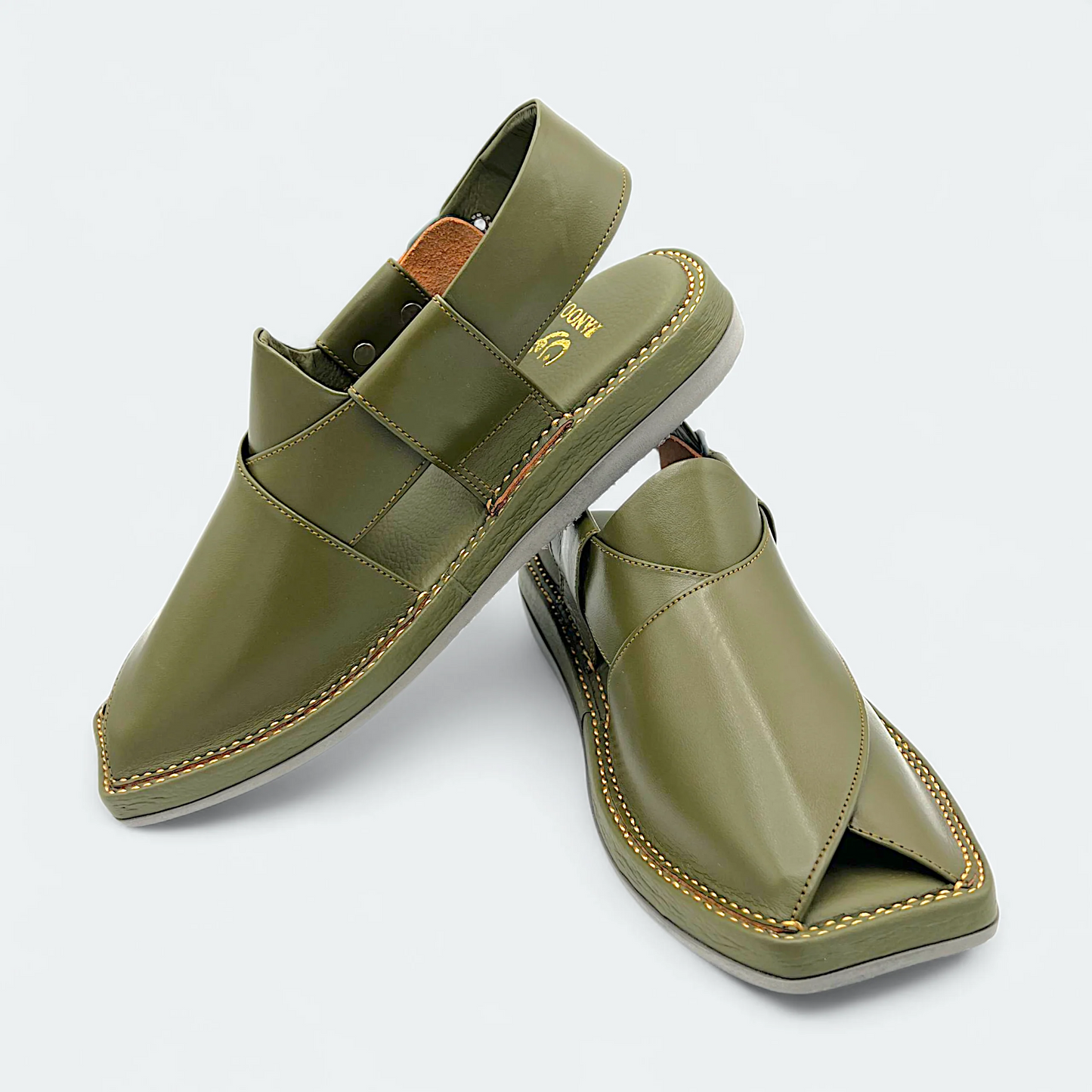 Kaptan Lightweight Medicated Chappal Mehndi by Addura Star