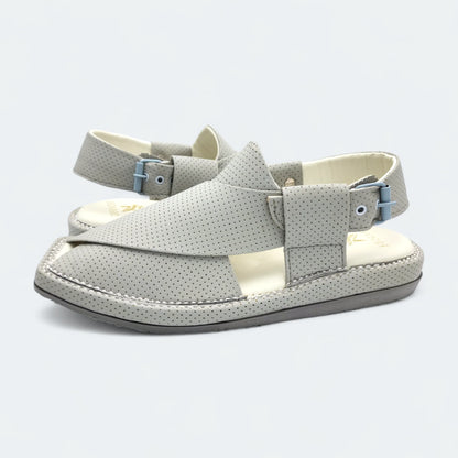 Kaptan Medicated Chappal Dotted White by Addura Star