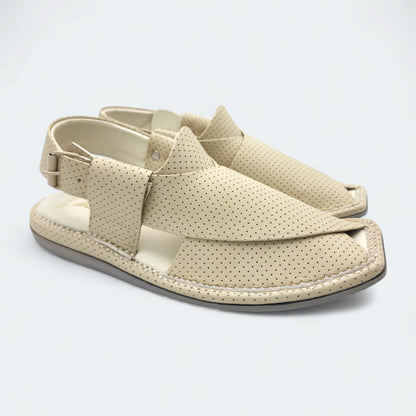 Single Sole Kaptan Medicated Chappal Dotted Cream by Addura Star